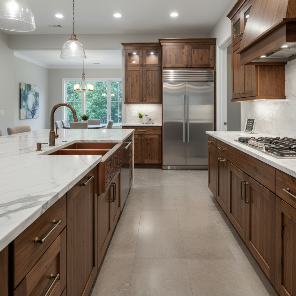 Double Bowl Copper Farmhouse Kitchen Sink 42 Inch Handcrafted