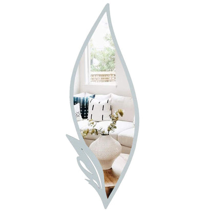 Slender Leaf Vanity Mirror with Metallic Silver Finish Frame - Brass Decors