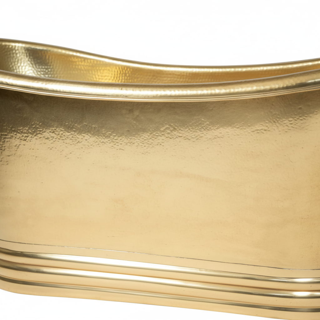 Gold metallic surface with ribbed texture