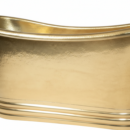 Gold metallic surface with ribbed texture