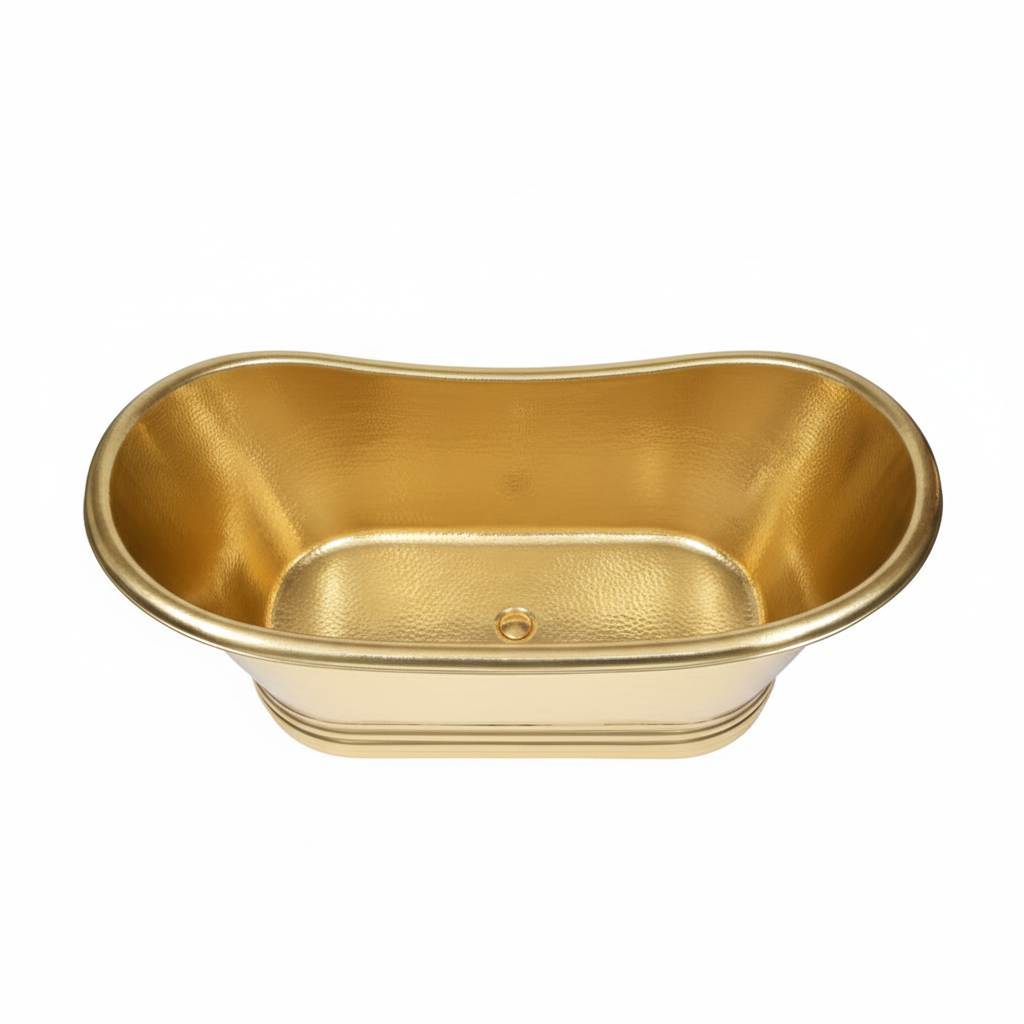 Gold bathtub on a white background