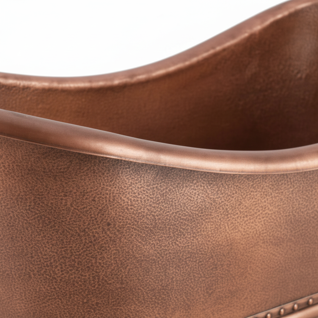 Close-up of a brown leather handbag with a strap on a white background