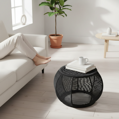 Handmade Mudda Stool Iron Frame with Handwoven Rope