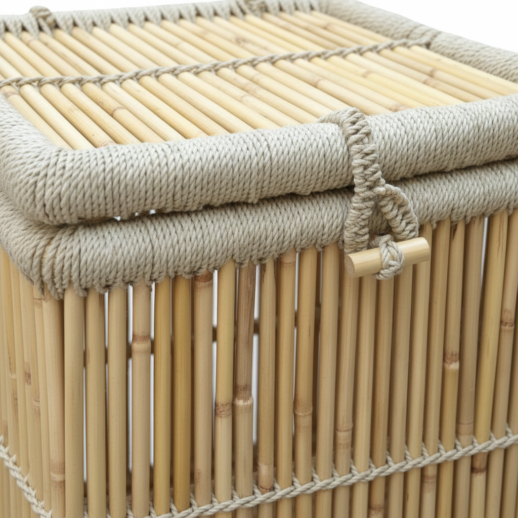 Bamboo Square Laundry Basket with Lid