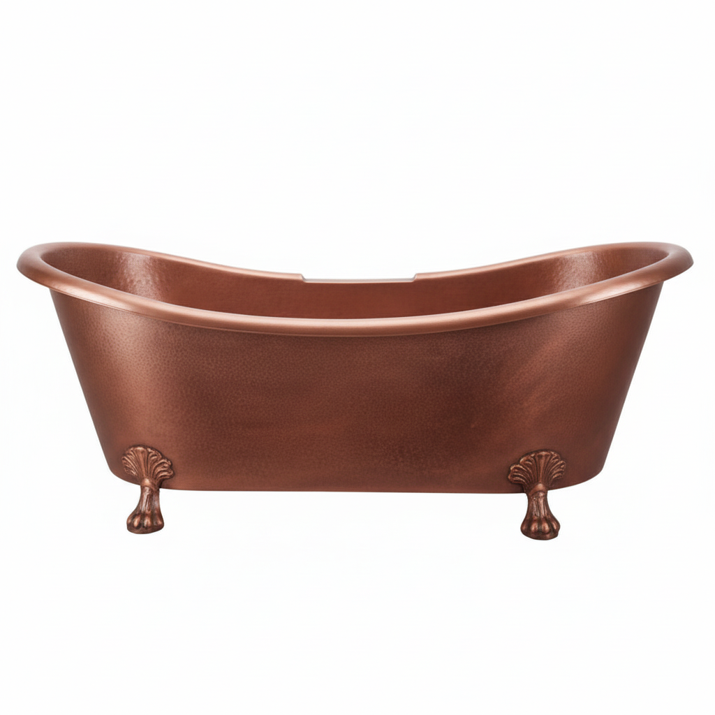 Copper bathtub on a white background
