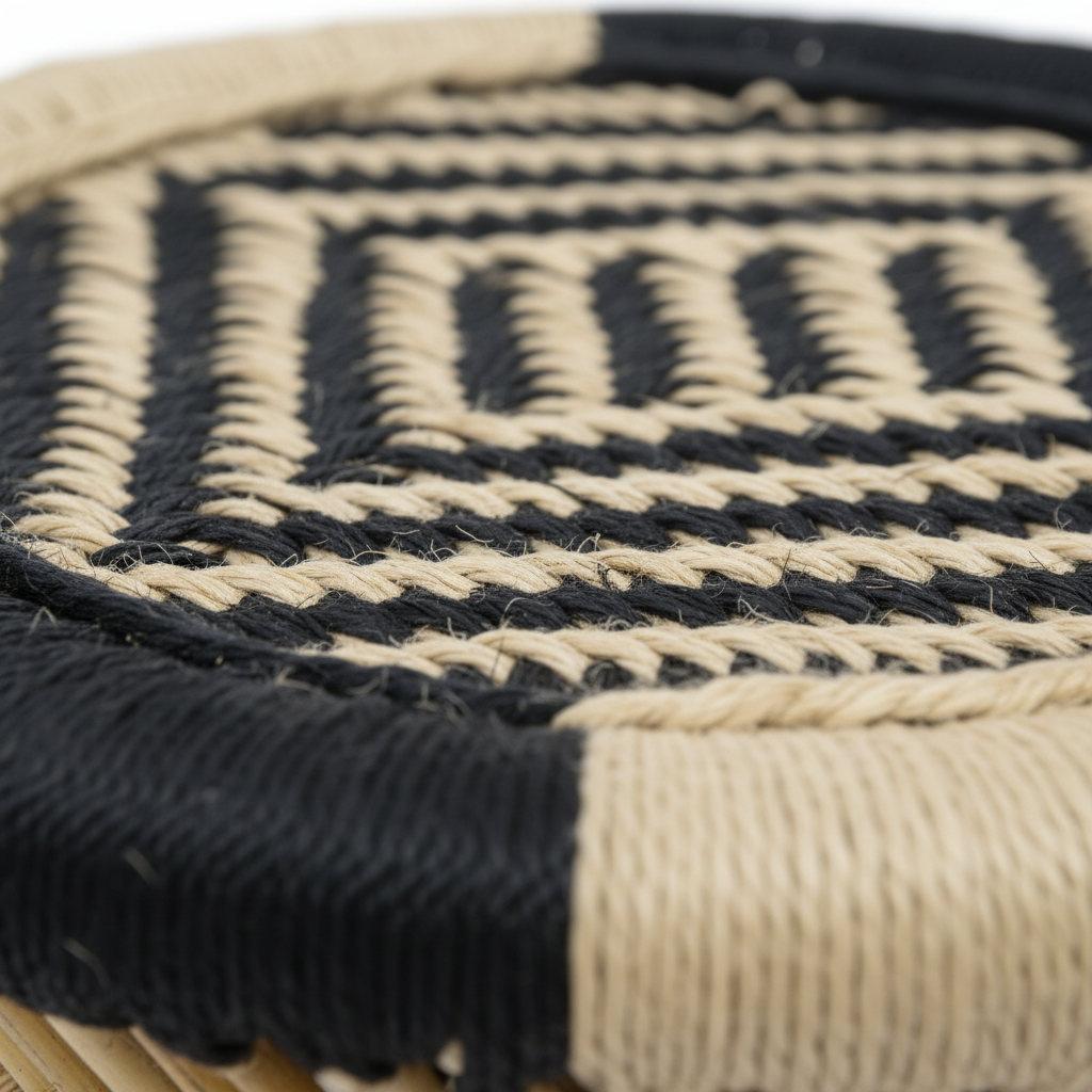 Beige Black Bamboo Mudda Stool