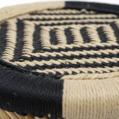 Beige Black Bamboo Mudda Stool