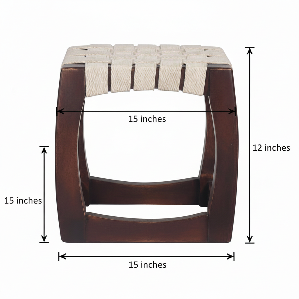 Measurement chart of a stool with dimensions labeled on a white background