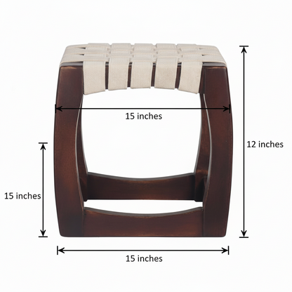 Measurement chart of a stool with dimensions labeled on a white background
