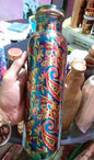 Blue Printed Copper Water Bottle – Ayurvedic Wellness & Stylish Hydration