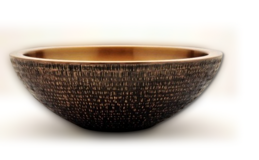 Double Wall Rice Hammered Copper Basin – Antique Copper Finish and Lacquer