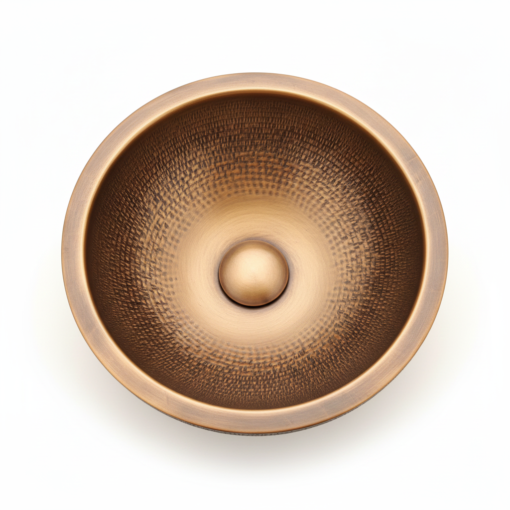 Double Wall Rice Hammered Copper Basin 16 Inch Bathroom Sink