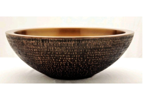 Double Wall Rice Hammered Copper Basin – Antique Copper Finish and Lacquer