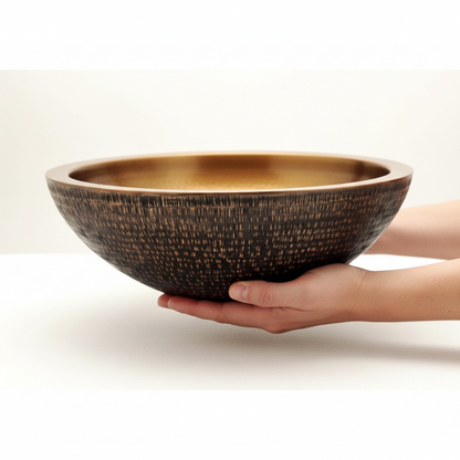 Double Wall Rice Hammered Copper Basin 16 Inch Bathroom Sink