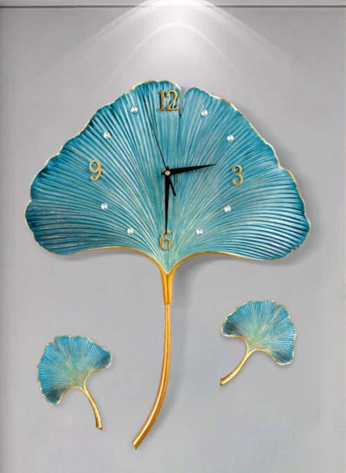 Metal Leaves Shape Wall Decor Watch
