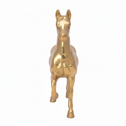 Gold horse statue on a white background