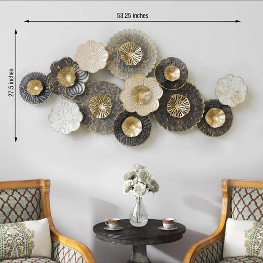 Floral Metal Round Plate Wall Art