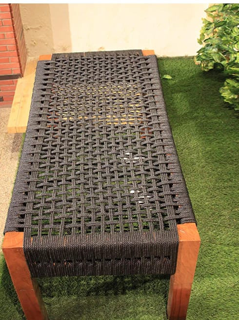 Natural Wooden Rope Bench – Handwoven Rustic Seating Furniture