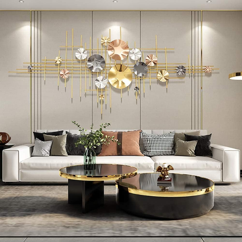 Large Antique Metal Wall Art Hanging for Living Room and Hall Decor - Brass Decors