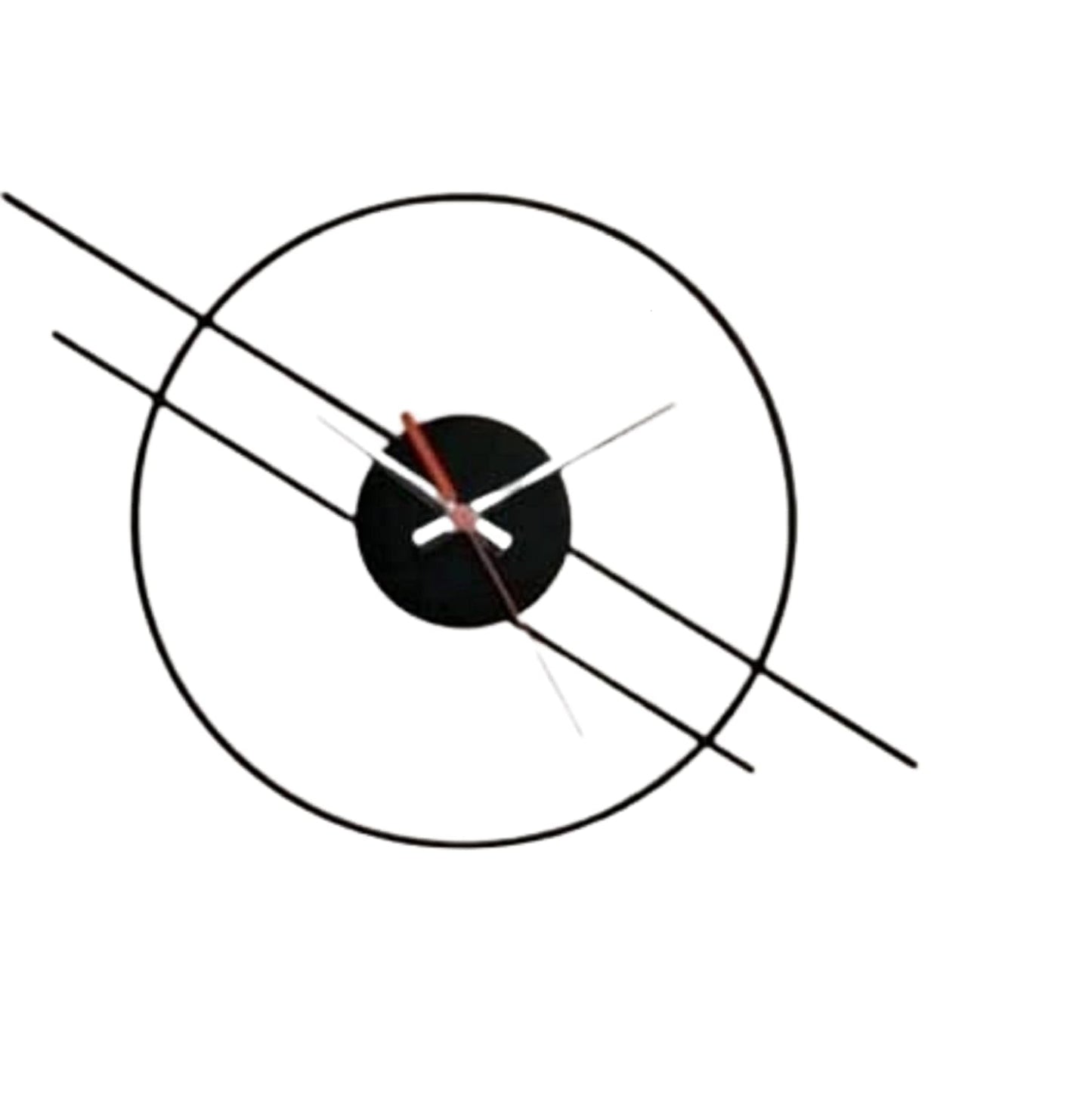 Abstract design with intersecting lines and a central circle on a white background