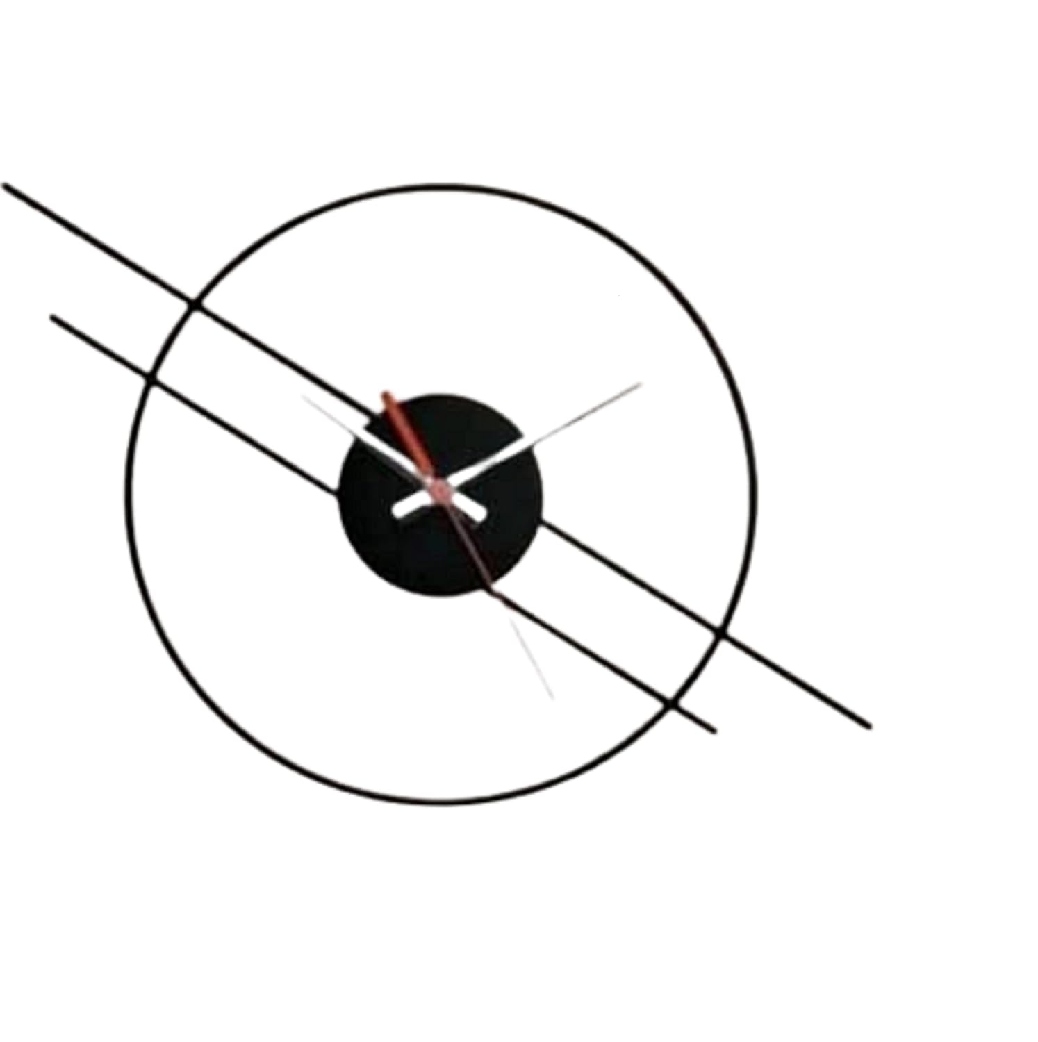 Abstract design with intersecting lines and a central circle on a white background