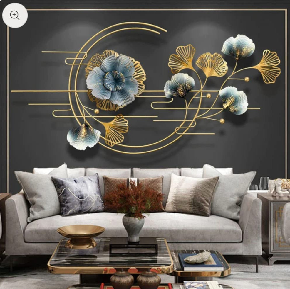Multicolour Flower Metal Wall Art for Living Room & Office - Brass Decors
