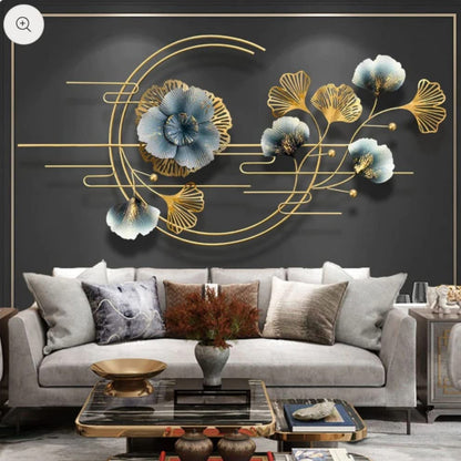 Multicolour Flower Metal Wall Art for Living Room & Office - Brass Decors