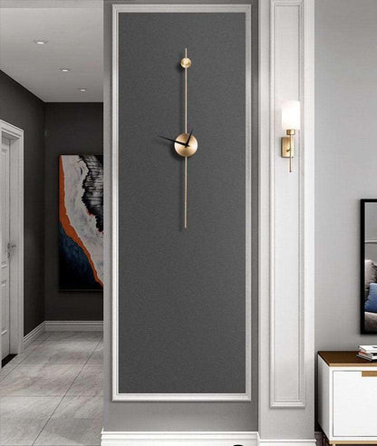 Modern wall clock on a gray wall in a stylish interior setting