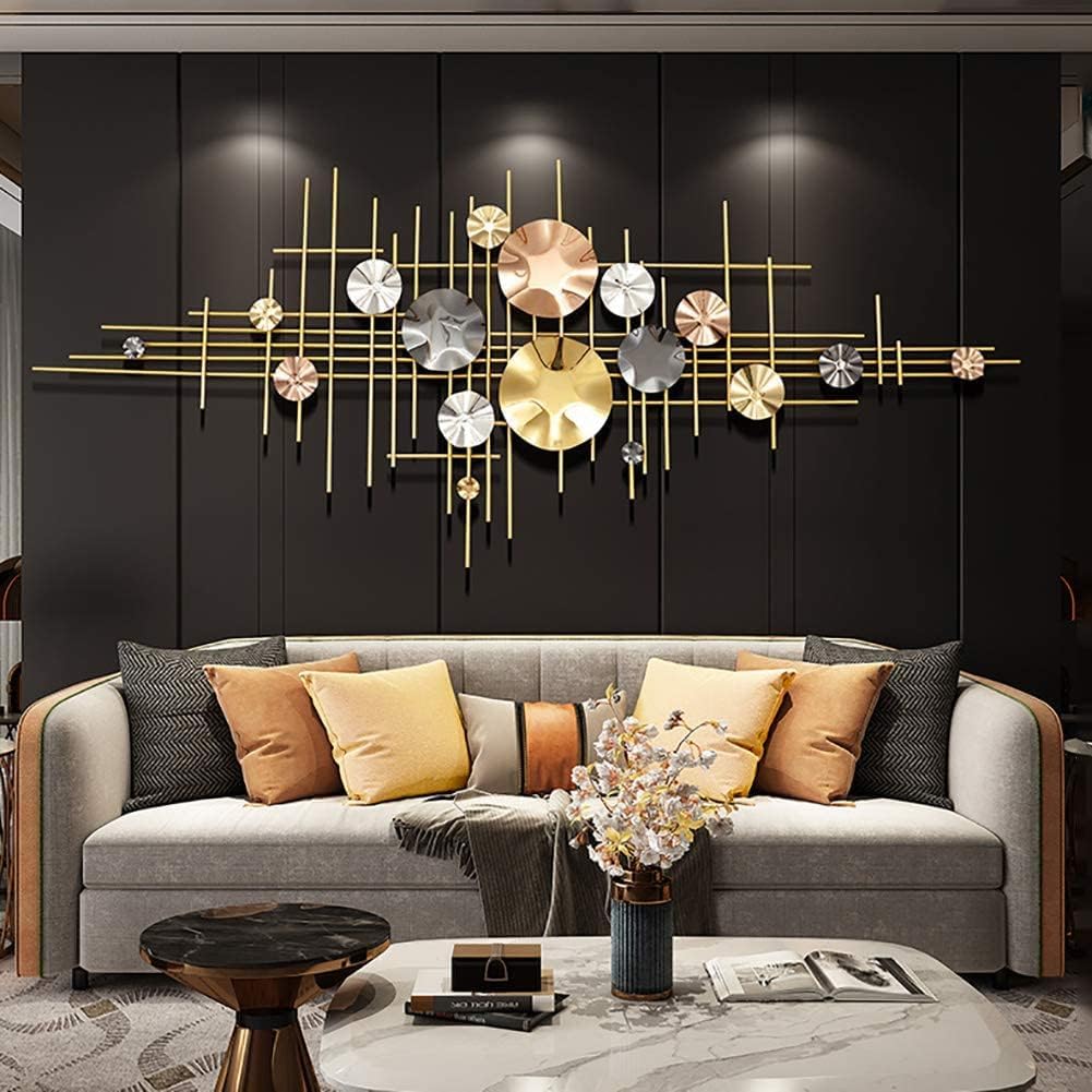 Large Antique Metal Wall Art Hanging for Living Room and Hall Decor - Brass Decors