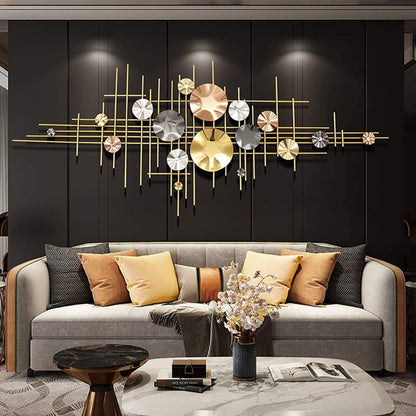 Large Antique Metal Wall Art Hanging for Living Room and Hall Decor - Brass Decors
