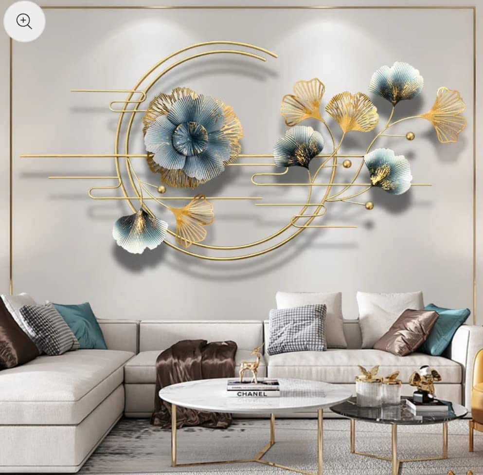 Decorative wall art with floral designs in a living room setting