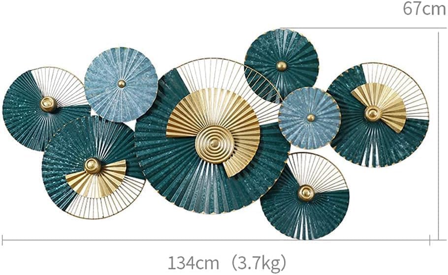 Handcrafted Green Metal Salai Wall Art for Living Room Decor - Brass Decors