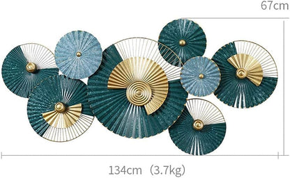 Handcrafted Green Metal Salai Wall Art for Living Room Decor - Brass Decors