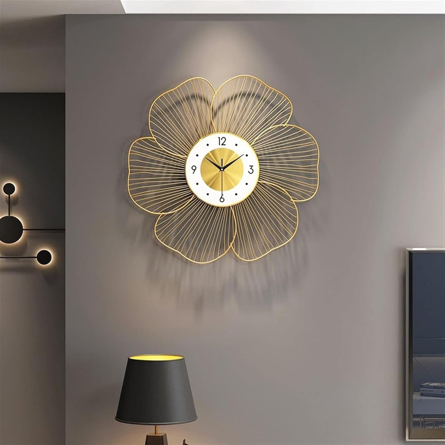 White Gold Handmade Metal Wall Clock – Luxury Wire Design Decor - Brass Decors