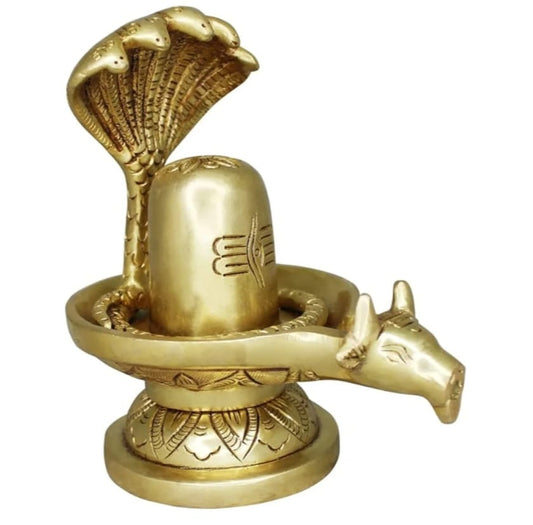 Shivling with Sheshnaag – Decorative Brass Idol (6 Inch, Super Fine Brass)