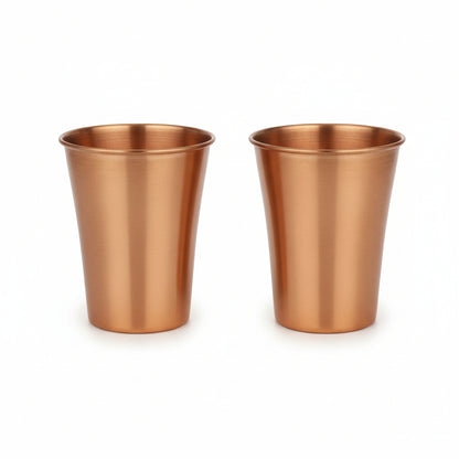 Pure Copper Water Glass Set 300ml Hammered Ayurvedic Tumblers