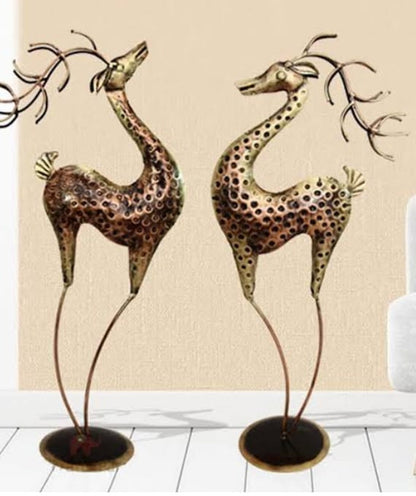 Antique Brass Pair of Deer – Elegant Home Decor Showpiece