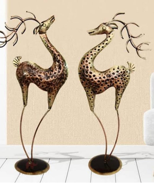 Antique Brass Pair of Deer – Elegant Home Decor Showpiece