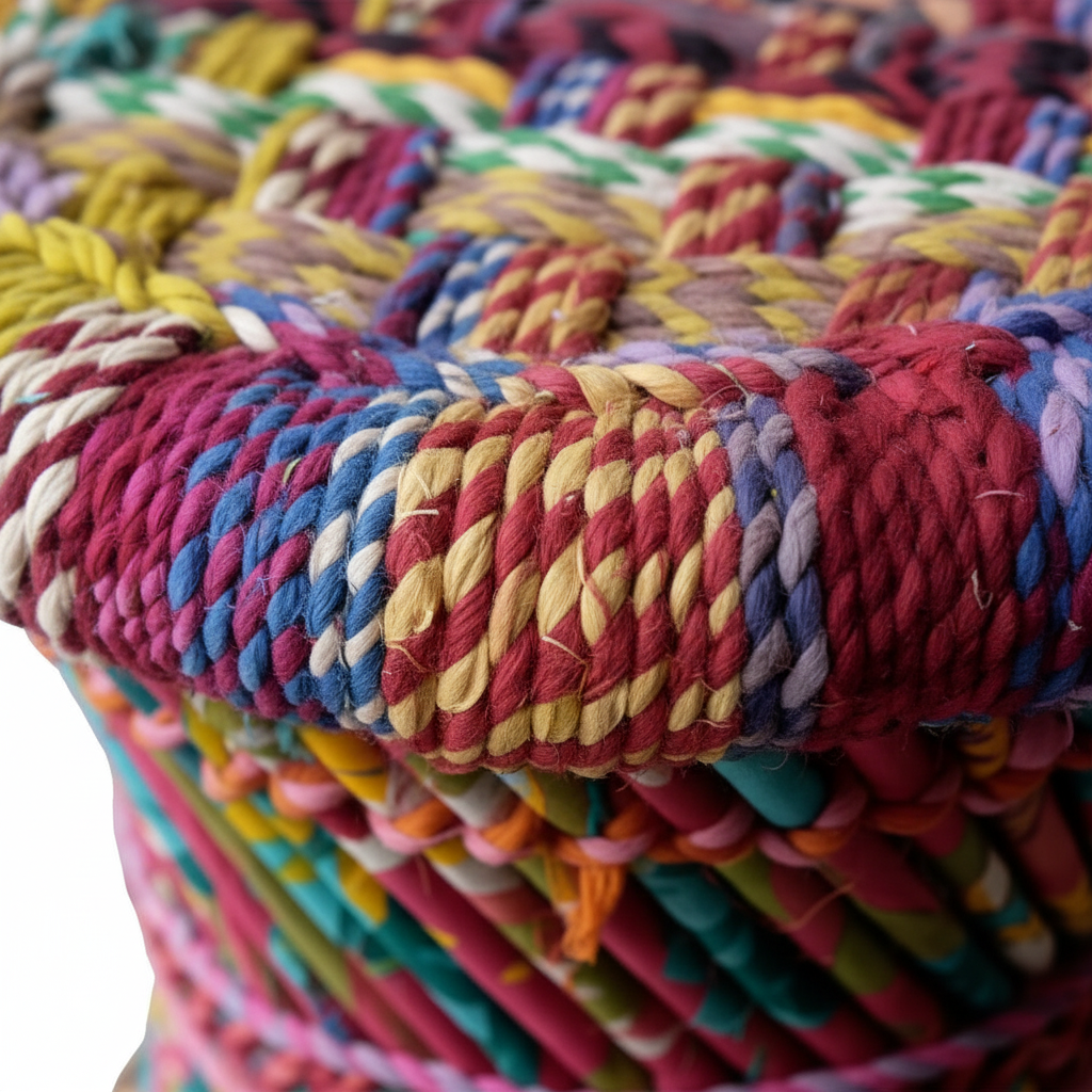 Multicolour Bamboo Mudda Stool Handwoven