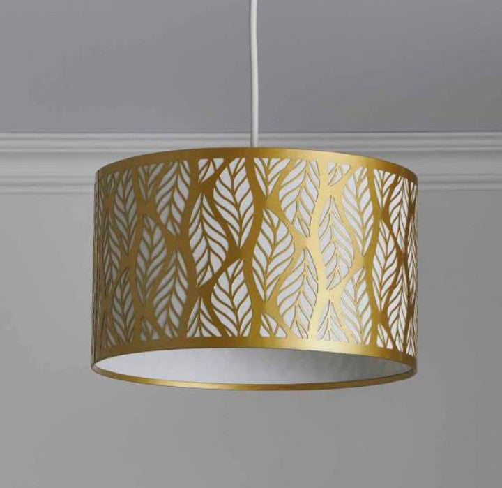 Laser Cut Metal Leaf Shade Golden Hanging Lamp – Elegant Pendant Light