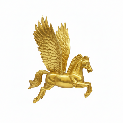 Gold pegasus figurine on a white background