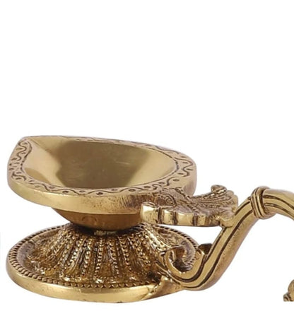 Handcrafted Deepak – Decorative Brass Lamp (2.5 × 7.5 × 2 Inch, Super Fine Brass)