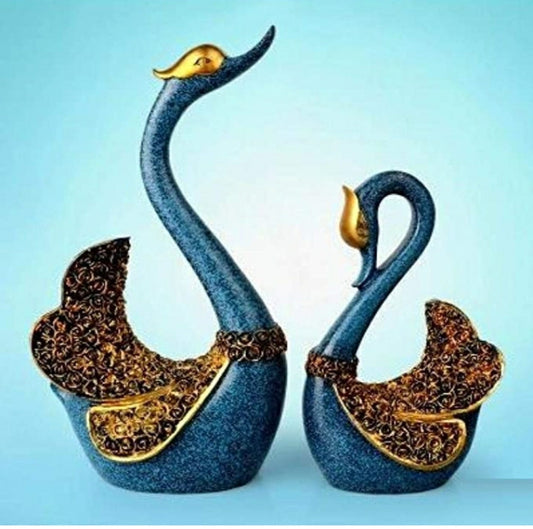 Metal Unique Swan Pair Showpiece