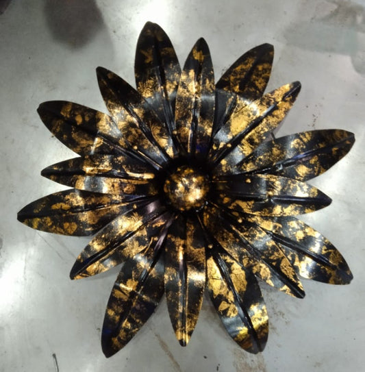 Decor Fantasy Wrought Iron Flowers Leaf Pack Of 3 (Black Golden)
