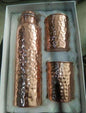 Hammered Copper Water Bottle with 2 Glass Set – 1000 ml Bottle + 300 ml Glasses