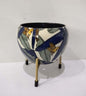 Designer Metal Bowl Planter – 5x5 Inch Multicolour with Golden Stand