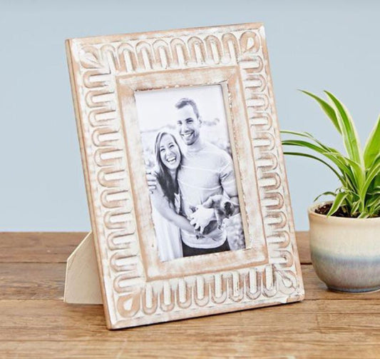 Alastair Whitewashed Wooden Photo Frame – 9x11 Inches
