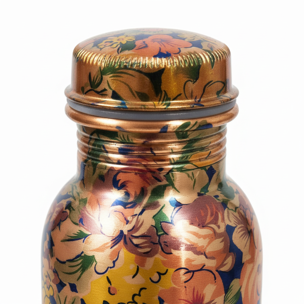 Decorative bottle with floral patterns on a white background
