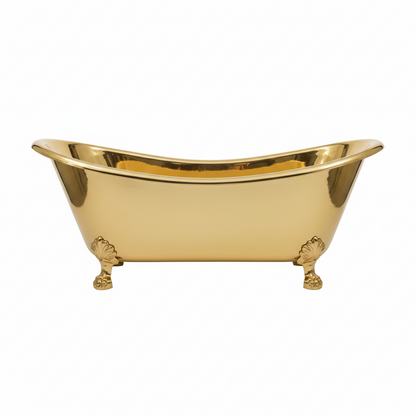Gold bathtub on a white background