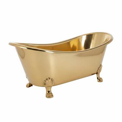 Gold bathtub on a white background